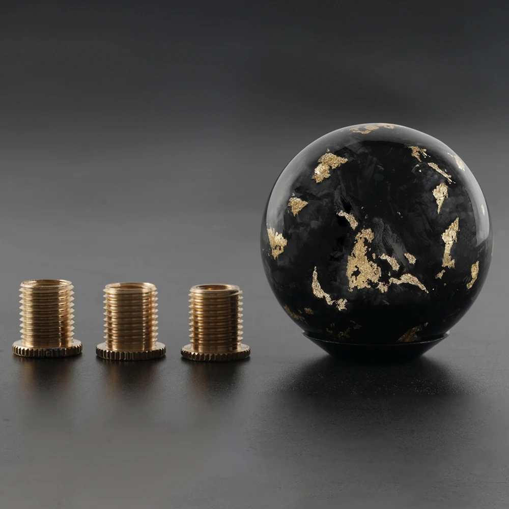 muge racing Forged Carbon Fiber Gear Shift Knob, Spherical Type, Unique Designed for Most Manual Cars, Universal Gear Shift Knob with 3 Adapters