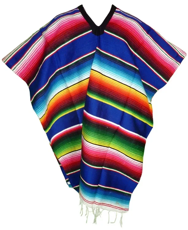 Multiple Colors Available Mexicanos Adult Size Cotton Ponchos Sarapes