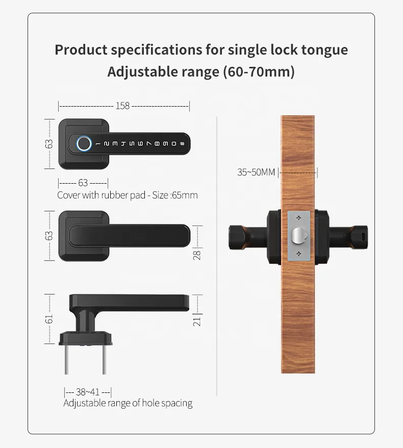 TT Lock APP Cerradura Inteligente Con Tubular Lock Smart Door Lock with Wifi Fingerprint for Apartment