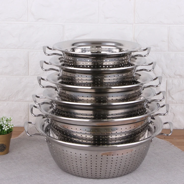 Stainless Steel Kitchen Basket Colander Fruit Vegetable Washing Basket Drainer Drying Storage Basket_1