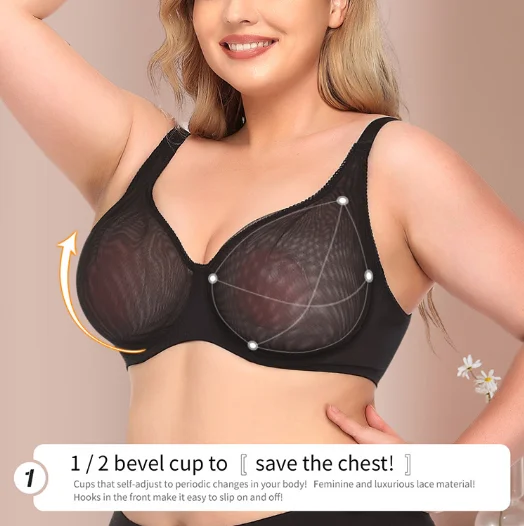 V210606 black sheer bra front view