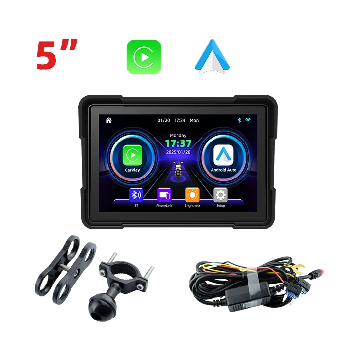 EKIY CarPlay バイク用5インチポータブルバイクスクリーン バイクGPS 