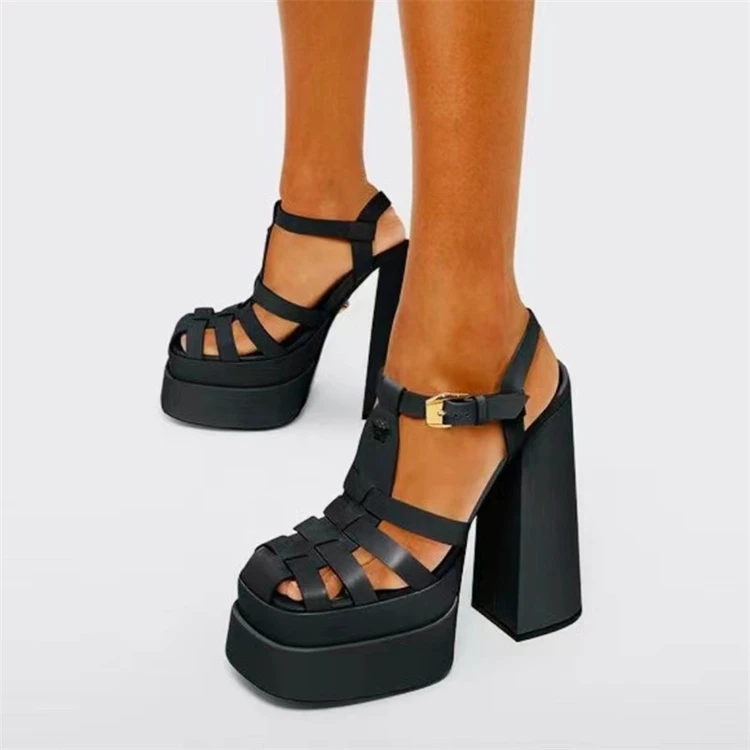 Sandalias Zapatillas De Tacón Alto Para Mujer Con Punta Abie 