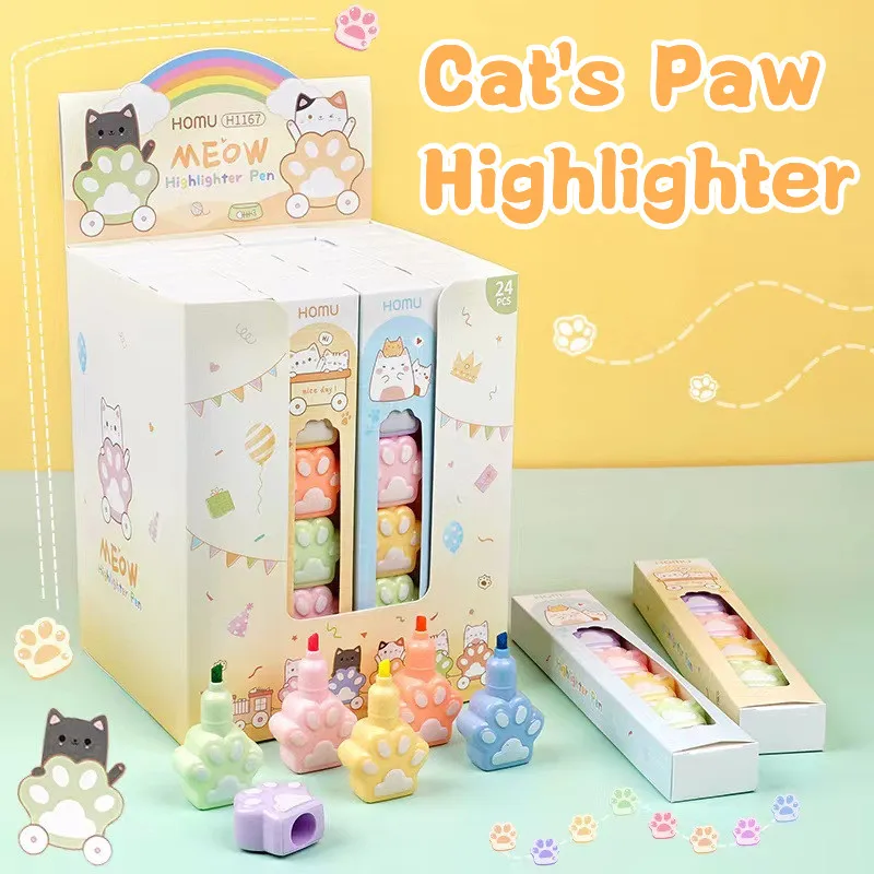 Креативные блоки кошачьи лапы маркер сегментированный милый 5 видов цветов для рисования школьные принадлежности канцелярские оптовая продажа