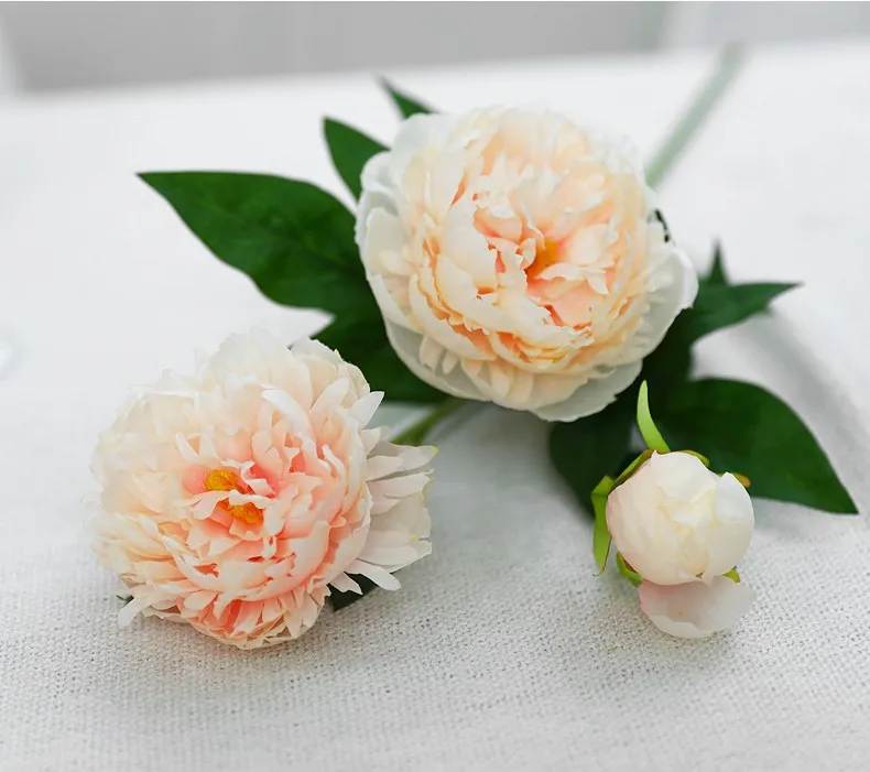 Wholesale High Quality 3 Heads Artificial Silk Peony Flowers For