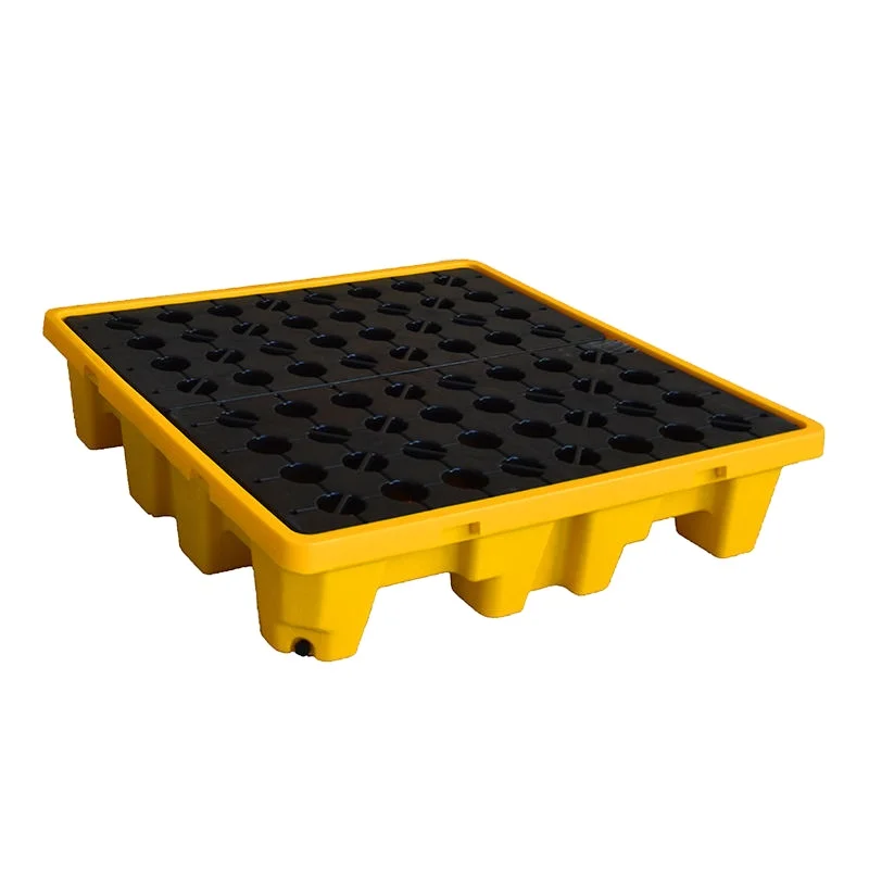 Chinese manufacturer cheap 4 drum bunded textile industry spill plastic pallet for industrial use