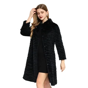 2022 New Thick Women's Fur Collar Modern Fashion Real Mink Fur Coat