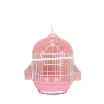 丸い鳥かご、餌入れ付き、装飾的なカラフルな吊り下げ式金属製鳥かご