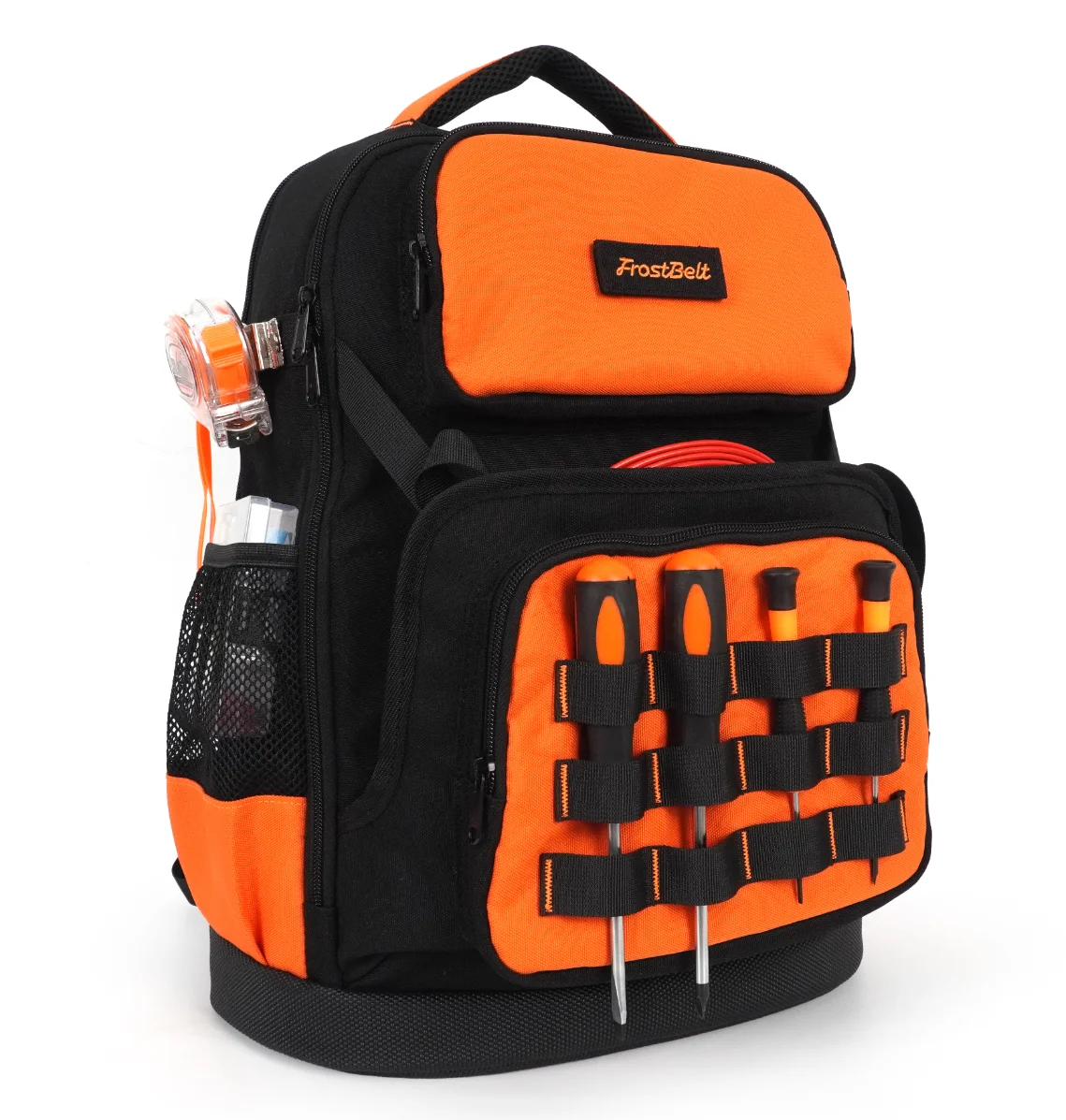 product outils avec fond rigide et sac a outils sac a outils avec sac a outils lourd avec plusieurs poches noir orange tool backpack-4
