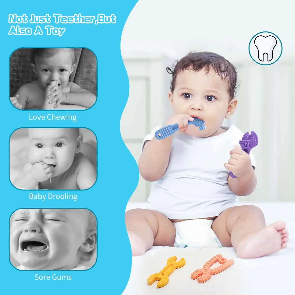 YISSCEN BPA libera galletas de silicona con soporte para clip de chupete moldeado para niños pequeños y bebés Juguetes de dentición de silicona orgánica natural para congelador Mordedor Bebes 