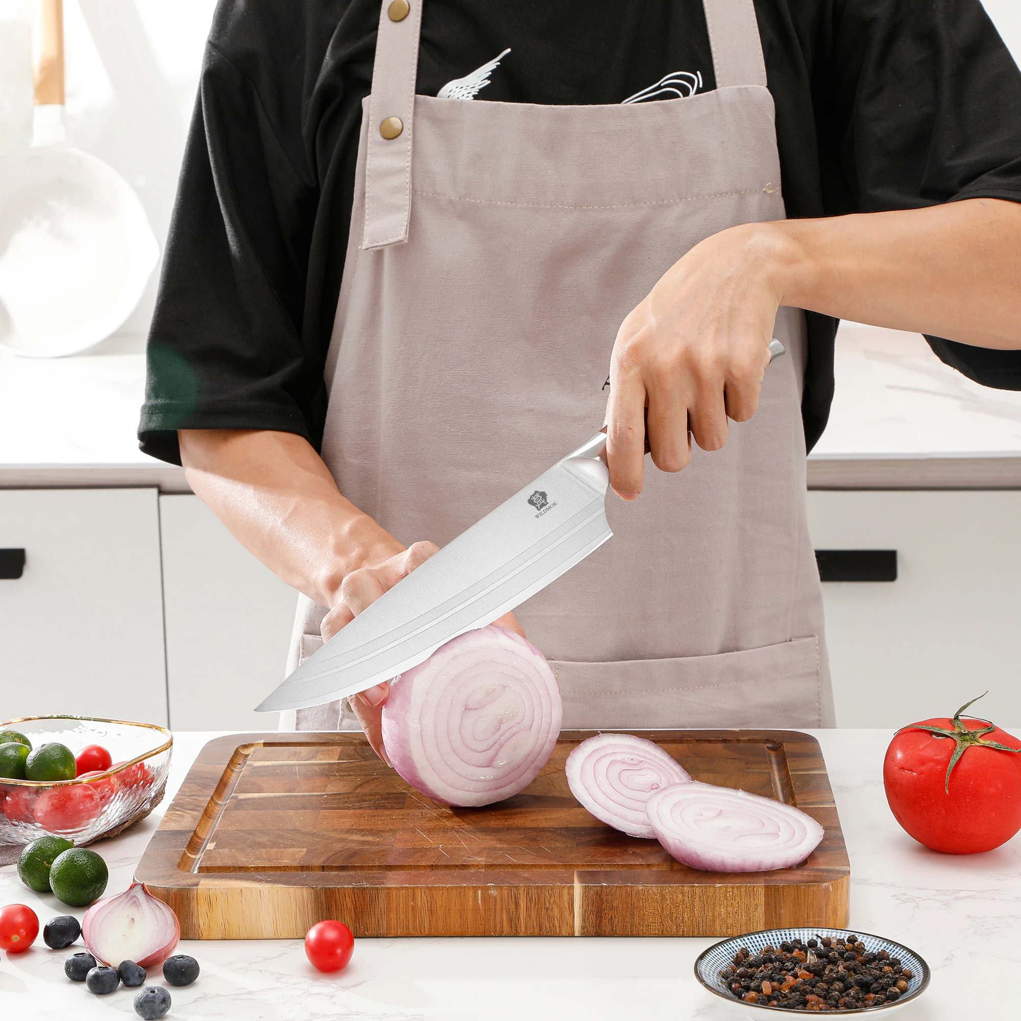 WILDMOK 8 Zoll Edelstahl-Kochmesser, hochwertiges Küchenwerkzeug zum Schneiden, Premium-Kochmesser für den Küchengebrauch_voghion.com