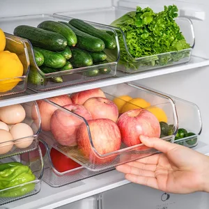 Modern Large Opening Food Grade PET Refrigerator Storage Box Vegetable Fruit Organizing Fresh-Keeper for Frozen Eggs Kitchen