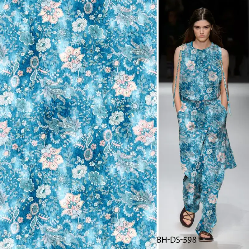 Модная элегантная вискозная ткань с цифровой