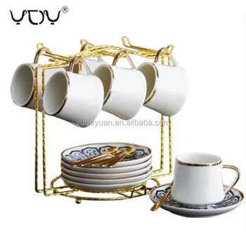 90cc Wholesale Personalized Fine Bone China Gold Rim Ceramic Espresso Custom Turkish Coffee Cup And Saucer Set Porcelain
