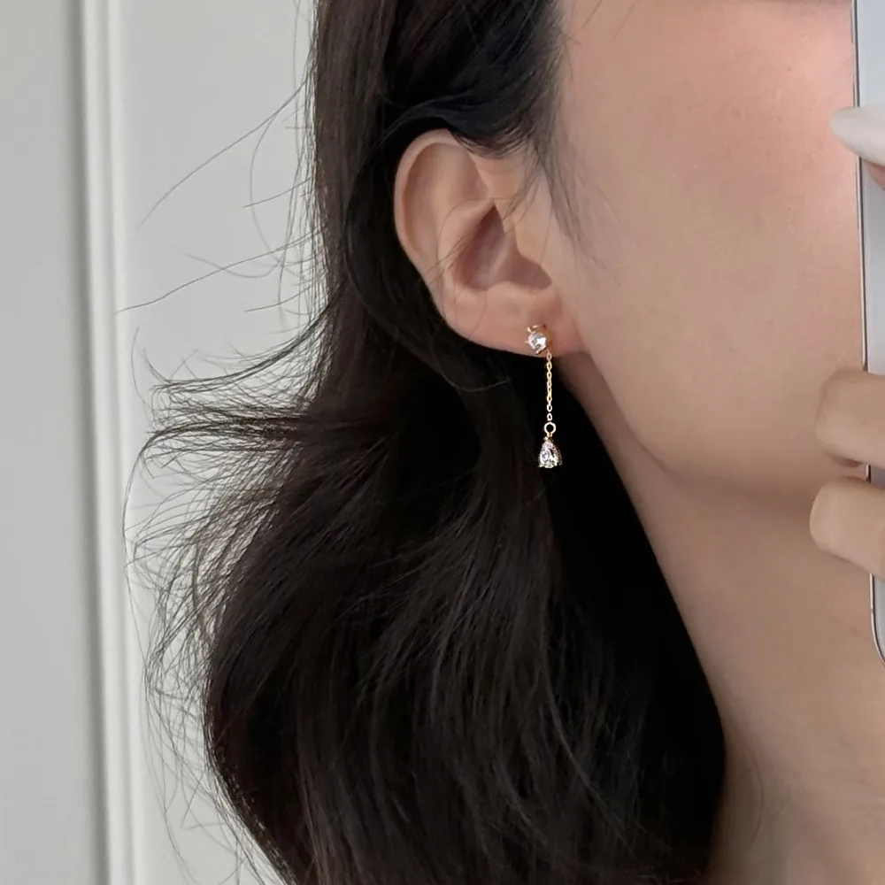 KAKODIY Fashion Fashion Design 925 Sterling Silver Earrings Tassel Pear Shape 5A Cubic Zirconia Shiny Stud Earrings Female Accessories detail 8