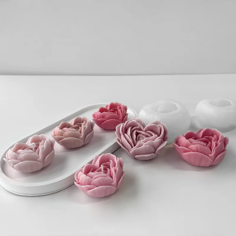 Heart Flower DIY Handmade Soap & Gel Gypsum Candle Silicone Mold Rose Aromatherapy for Cake Tools Rose Mold details