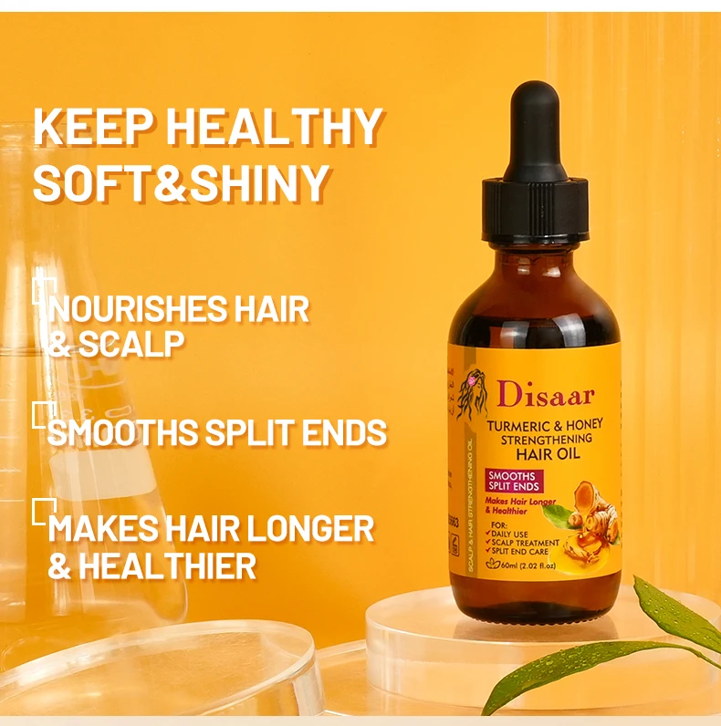 Turmeric & Honey Hair Strengthening Oil Tea Tree Oil Nourish Scalp Long Lasting Hair Smoothing Split End Remover Hair Care Oil
