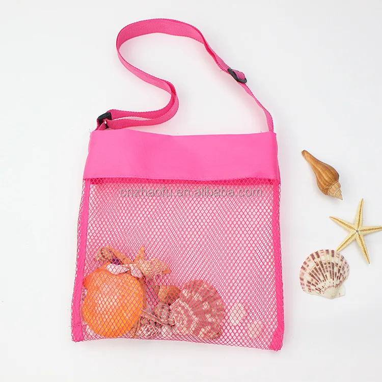 Colorful Seashells Tote Collecting Bag Kids Beach Toy Sand Shell Mesh