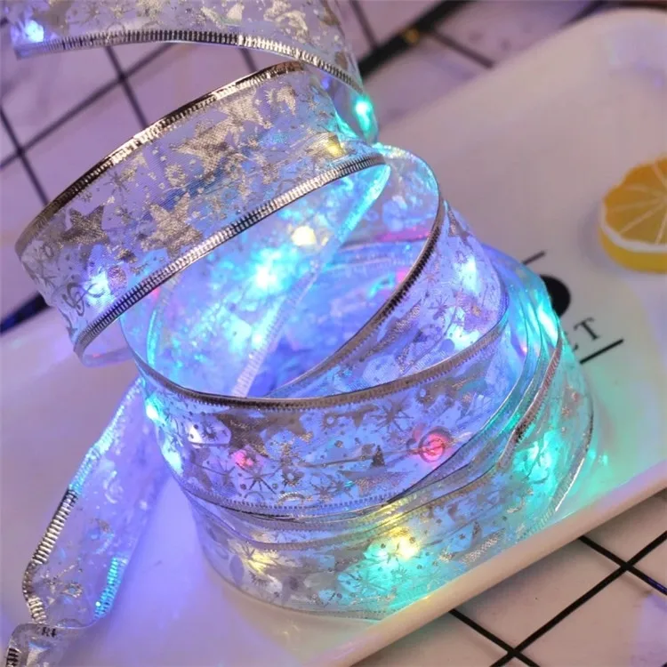 Battery Operated Colorful DIY Lace Light Christmas Led Glow Ribbon Lights for Home Xmas Tree Decorative