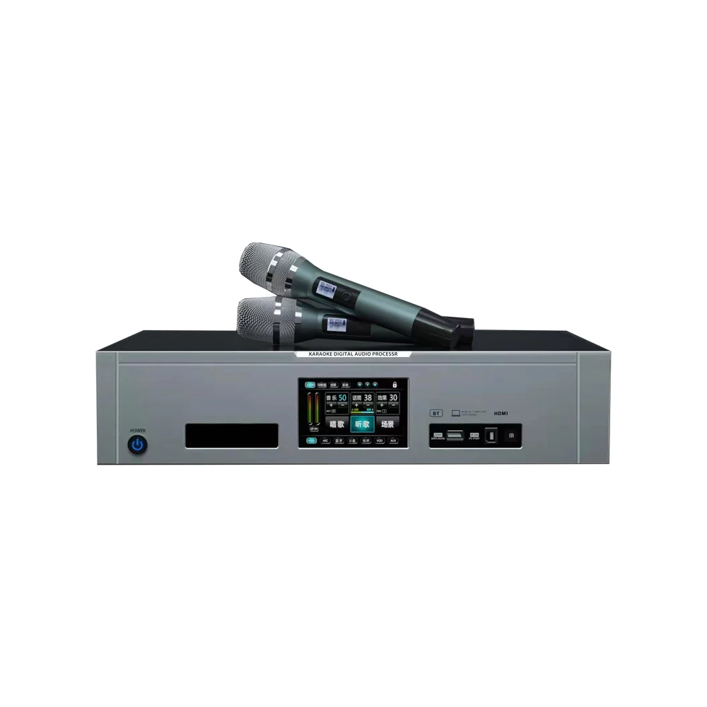 EA7 Black SOUNDPROGRESS Professional KTV Pre-effects Household Reverberator Karaoke Anti-howling Audio Processor with USB Bluetooth Optical Fiber,PC/Phone Remote Tuning for Karaoke,Stage,Church 