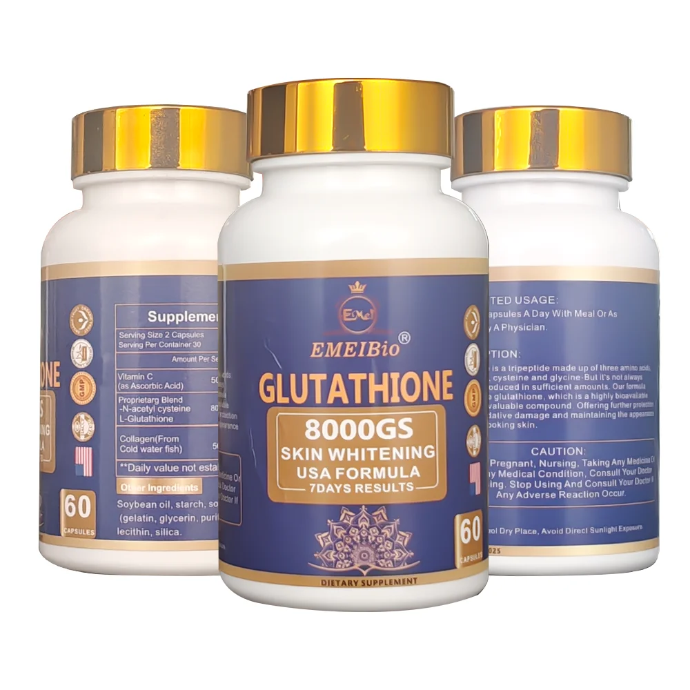 Wholesale Glutathione Capsule Softgel Whitening Skin Private Label 8000GS  Natural Ingredient Brighten Capsule