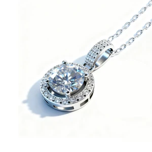 925 Sterling Silver VVS1 GRA Certified D Color 1CT Moissanite Pendant Women's Engagement Necklace with Fine Jewelry Charms