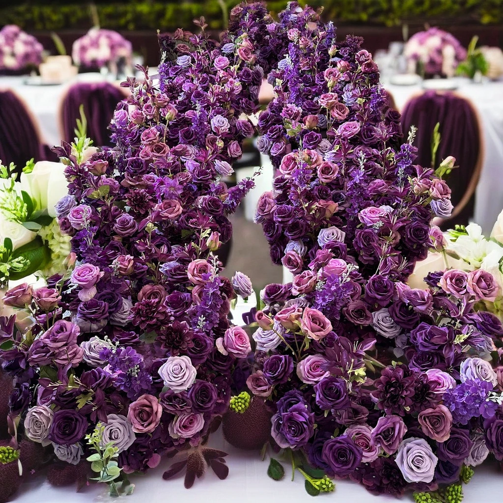 IFG Wedding Table Decoration Deep Purple Artificial Florist Candelabra  Flower Centerpieces, image size:1024x1024