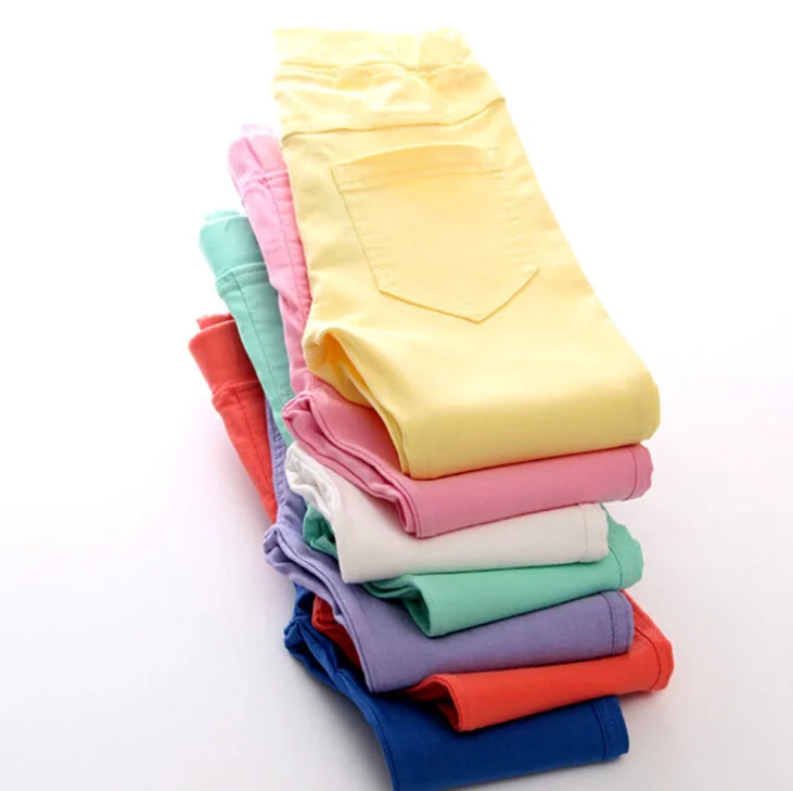 Модные брюки-карандаш для девочек, эластичные штаны для малышей, облегающие детские леггинсы, джинсы, эластичные детские брюки