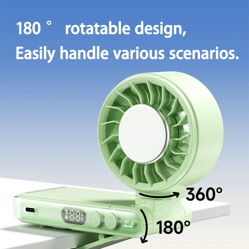 Portable Mini Handheld Turbo Fan USB Rechargeable Electric Fan Clips Waist Fan With Lanyard Wearable Fan Table Desk Folding Fan