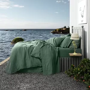 Breathable 100% Pure Flax Washed Linen Bed Sheets Set Stone Washed  Customized Size Linen Bedding Set