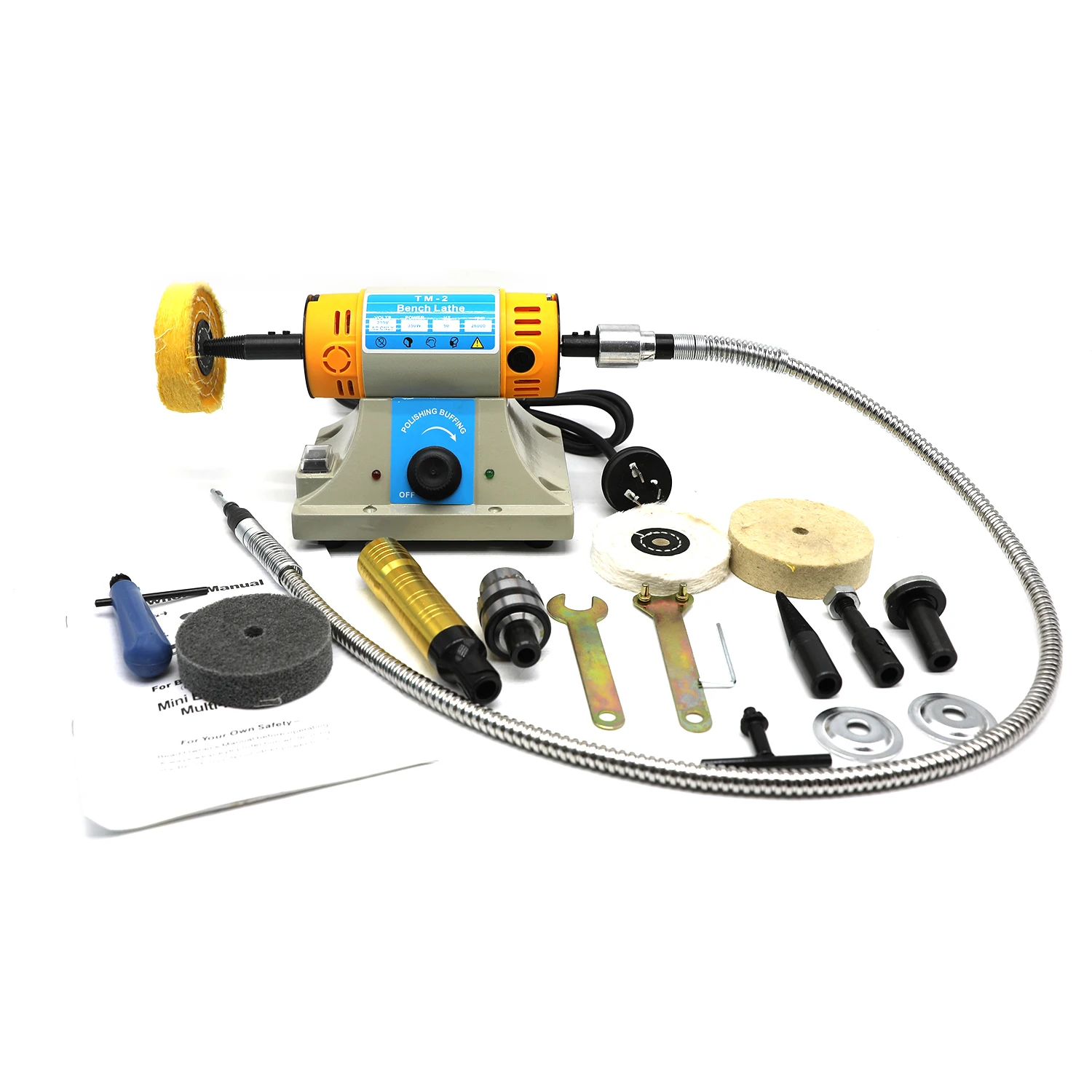 Bench Buffer Jewelry Polisher Variable Speed Bench Polishing Buffing  Machine With Polishing Wheel for Jewelry Wood Metal Lathe