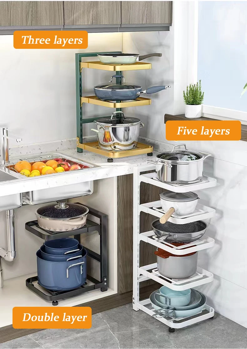 Heavy Duty Pan Organizer Extra Large Tier Rack Space Saving Kitchen Pan ...