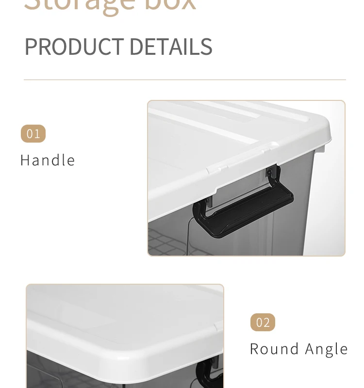 Large Box Clothes Storage Plastic Storage Bins Grey Blue Transparent