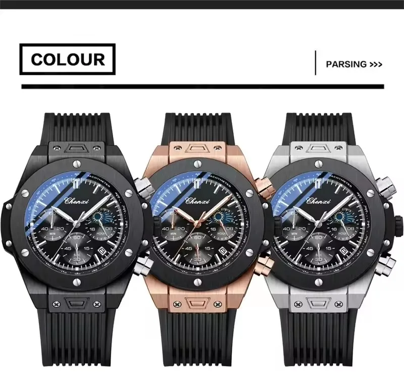 CHENXI 939 Black Watch for Men Creative Fashion Luminous Dial With