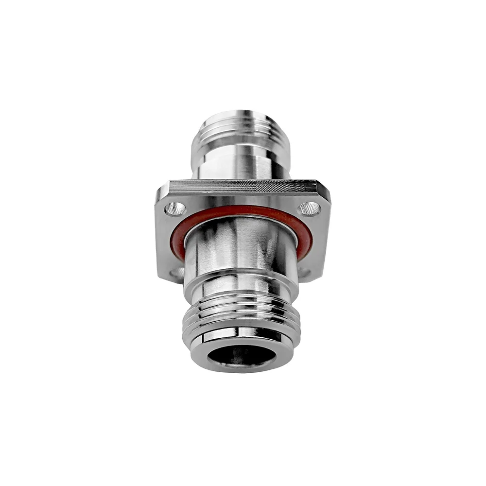 Factory 50 Ohm RF Adapter N Type Female Jack to N Type Female Jack Flange Panel Mount 4 Holes Flange Connectors with O-Ring