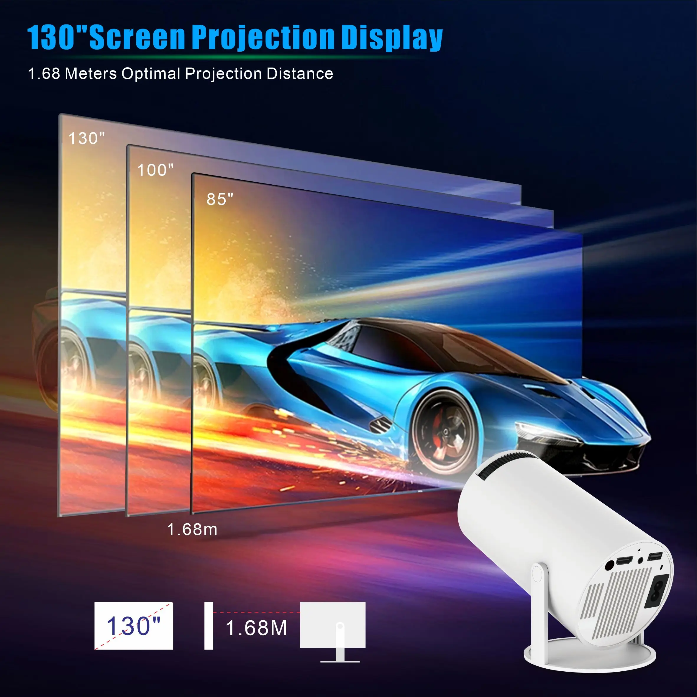 Outdoors Mini Video Projector 720P Home Theater Portable 130inch Screen Projection Display WIFI BT HY300 Smart Projectors