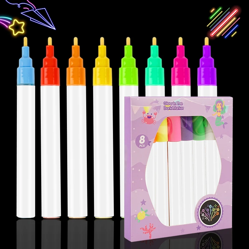 Новый креативный 8 видов цветов светящийся в темноте маркер персонализированный для рисования детей своими руками