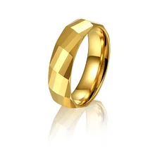 In Stock Faceted Design 6MM Women Rings Wedding Ring Gold Couple Rings Fashion Jewelry For Men Women