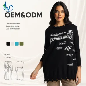 Women's Autumn Sweater, Printed Solid Color Sweater, Breathable Casual Sweater