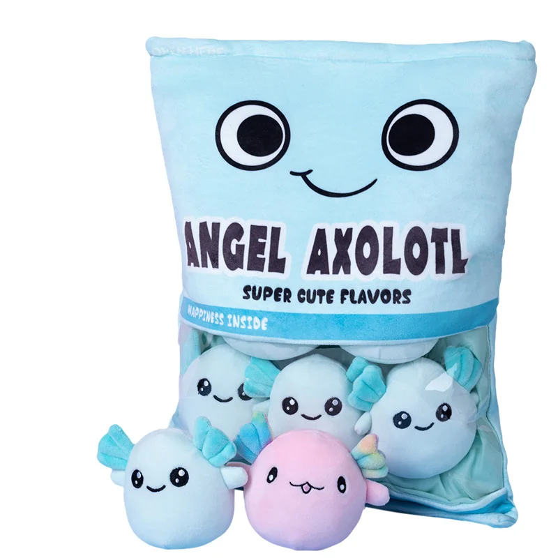 Creative Axolotl Snack Plush Toy Pillow Stuffed Plush Axolotl Toy Animals Custom Design Axolotl Snack Plush Toys