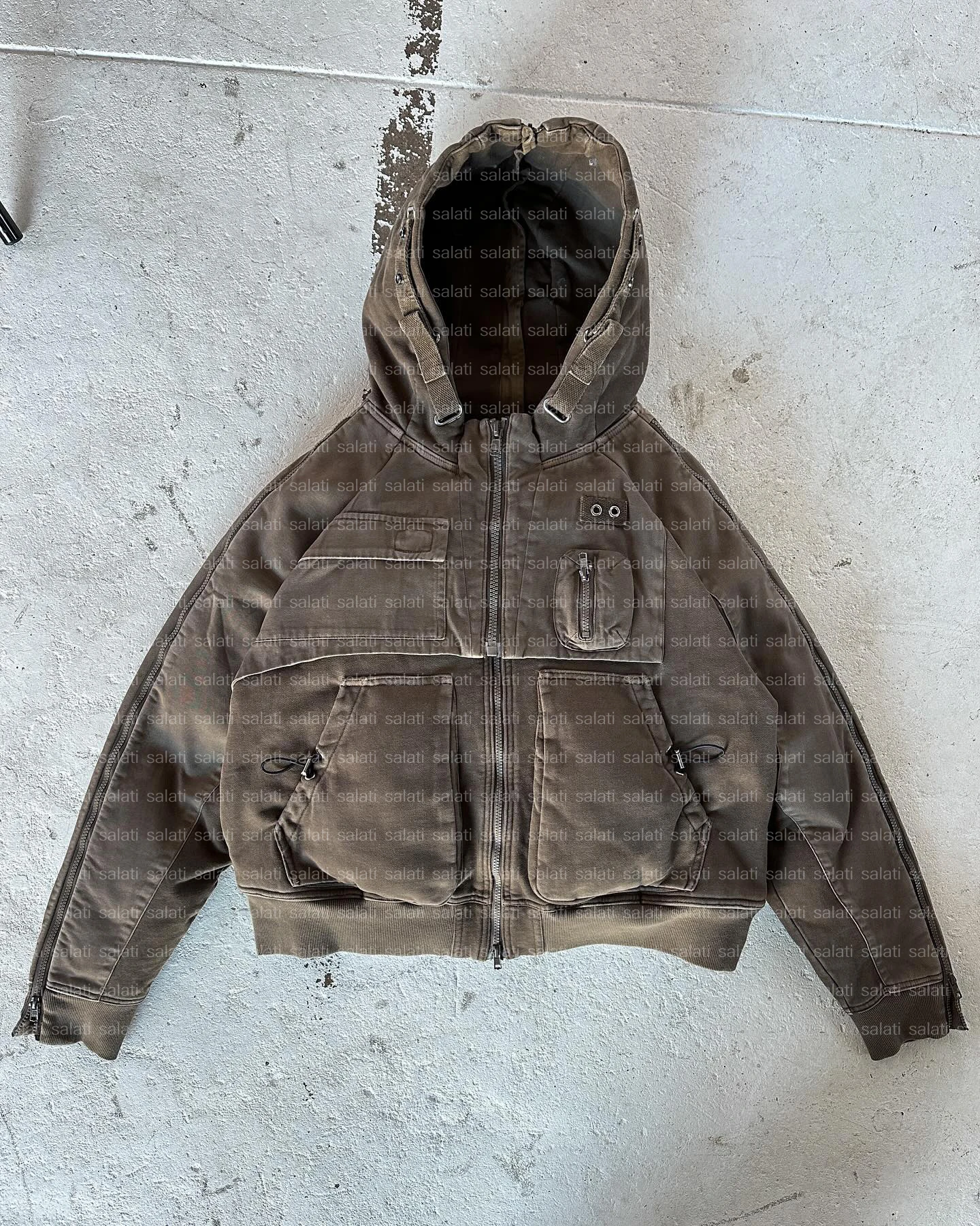 Pilot Hoody Jacket Custom Heavy Terry Cotton Oversized Faded Plain Double Zip up Vintage Cropped Acid Wash Streetwear Hoodie Men gallery 12