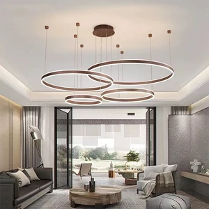 Hot Selling Simple Modern LED Dining Room Rings Circle Hanging Chandelier Lighting Nordic