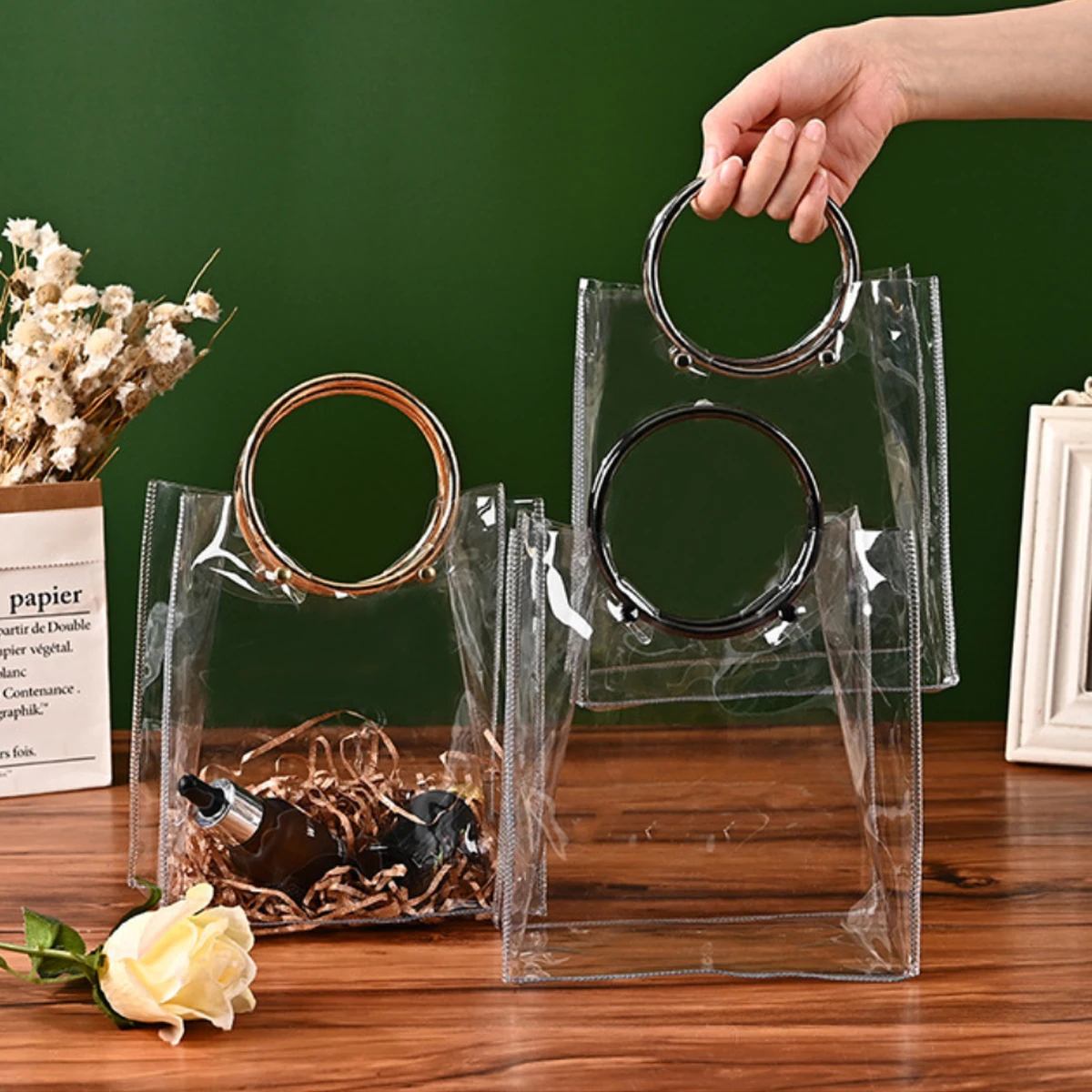 Transparent Pvc Handbag Fashion Portable Wedding Gift Bag Packaging Bag