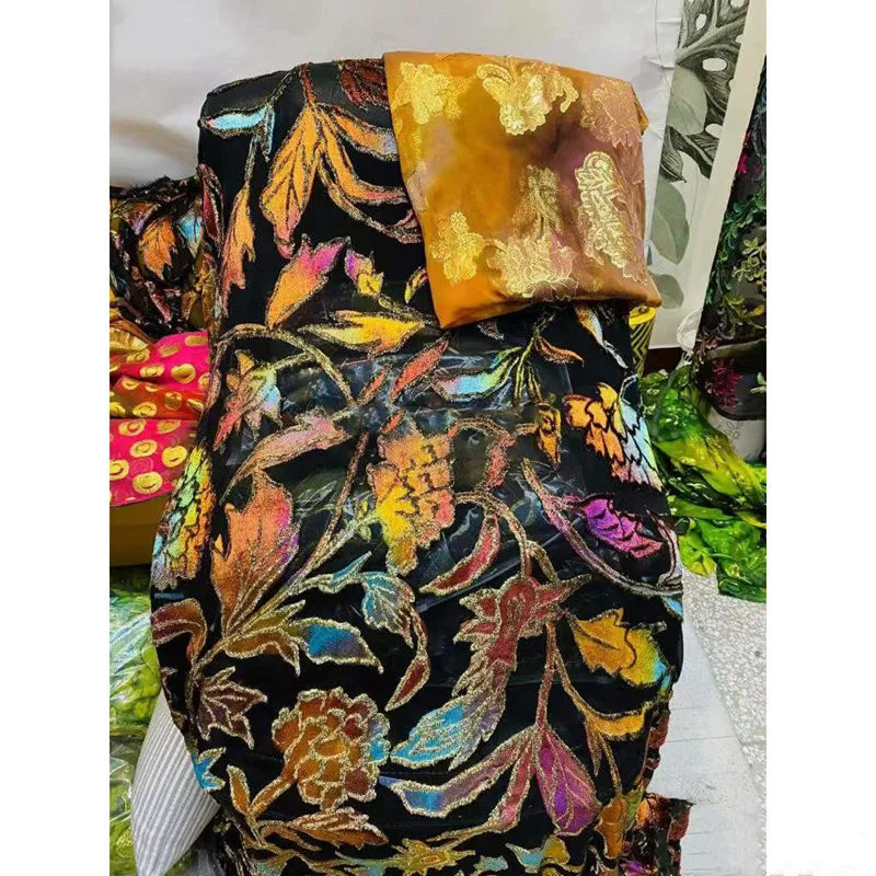 Custom Design Top Grade Silk Embroidery Fabric Somali Dirac Baati Silk