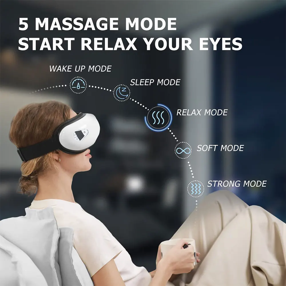 2025 Portable Eye Protector Music Vibrator Tool Smart Electric Device Care Heat Compression Eye Massage Equipment Eyes Massager
