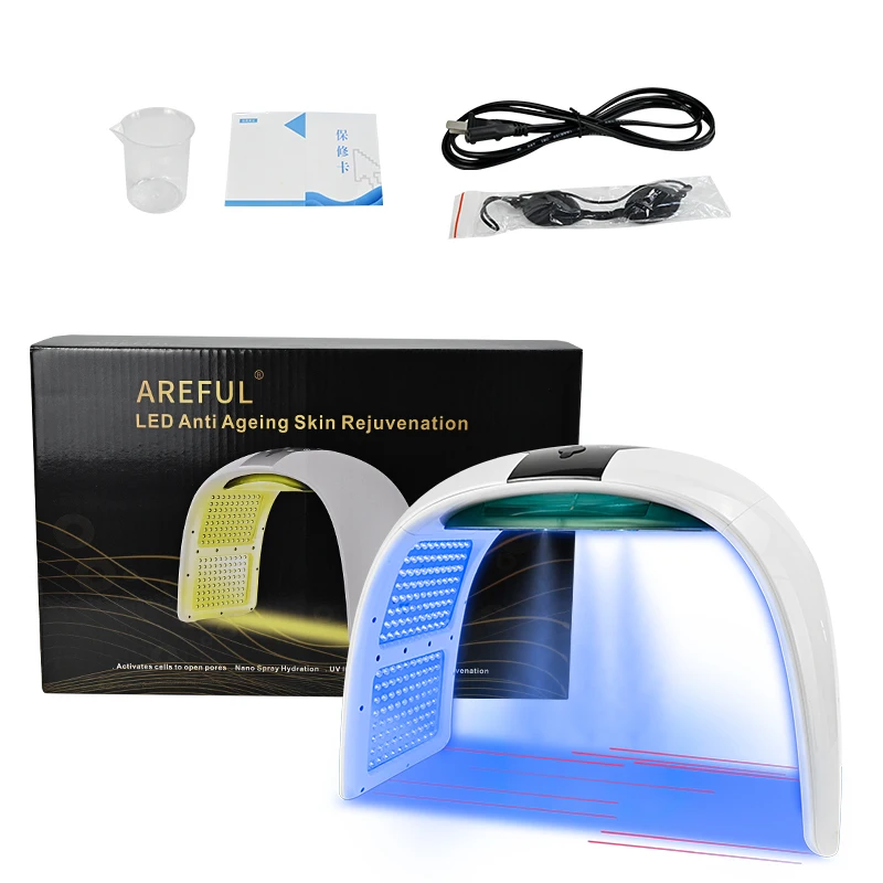Professional PDT LED Light Therapy Machine 7 Color LED Face Mask with Handheld Nano Spray for US UK & South Africa Plug Types