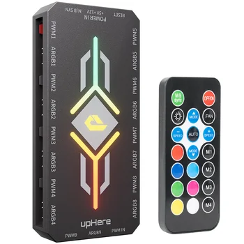 upHere ARGB Fan Hub Controller Motherboard Sync ARGB Sata Power PWM 5V 3Pin Addressable Remote Controller