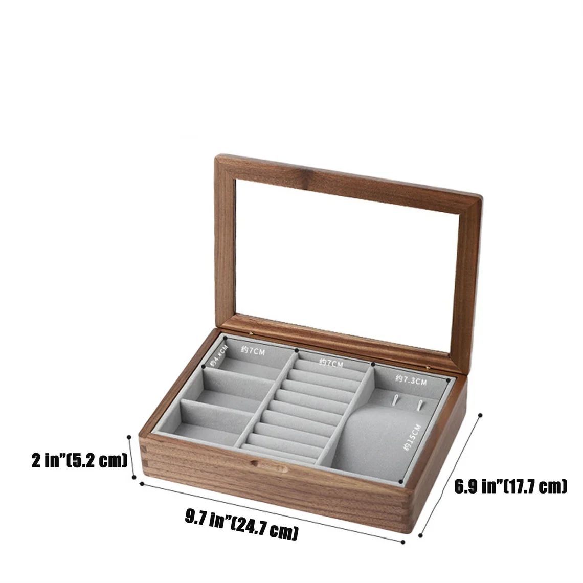 Small Solid Wood Vintage Jewelry Storage Box Vintage Walnut Jewelry Box