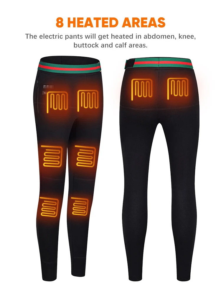 ELECOZY USB 3 Level Temperature Control Carbon Fiber Thermal Heated Pants Cold Winter Battery Powered Body Warming Trousers