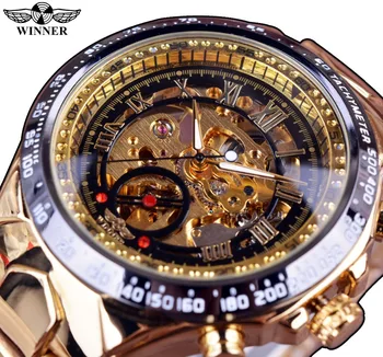 2023 Winner Hot Selling Luxury Skeleton Gold Automatic Movement Watch